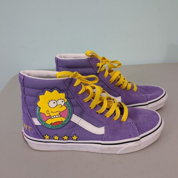 Vans Off the Wall Simpsons Sk8 Hi Shoes Lisa for President Purple Skatin… - Picture 5 of 5
